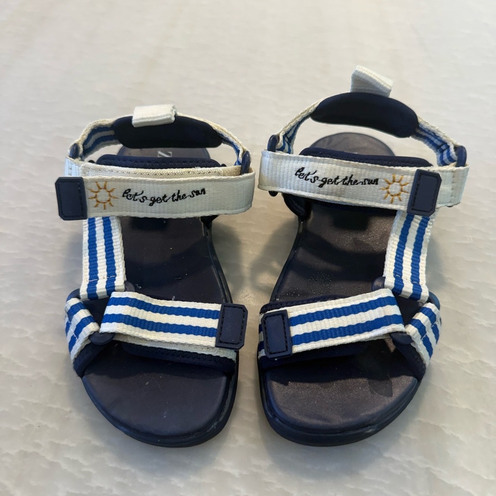 Zara Navy and White Striped Kids Sandals